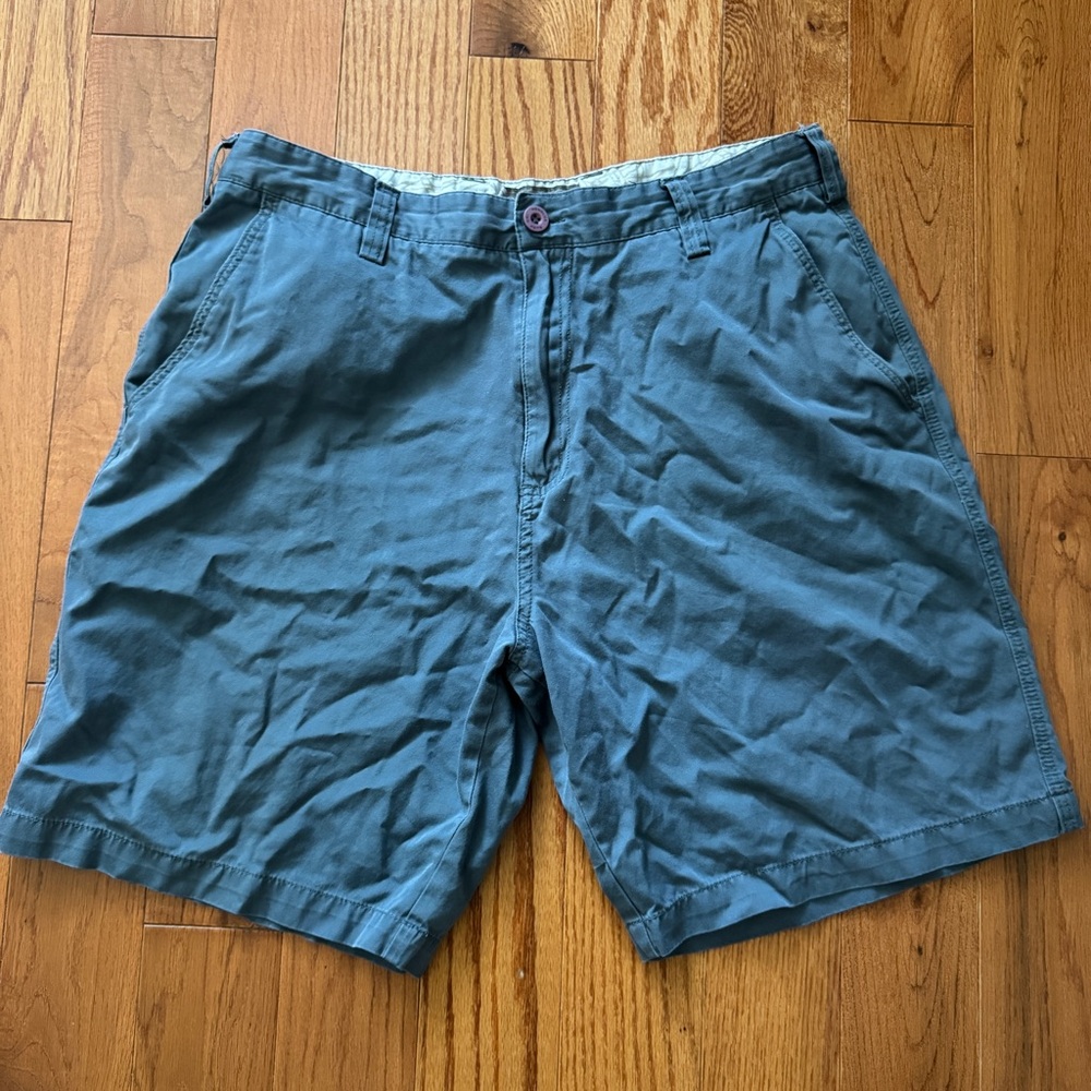 Blue Flat Front Relaxed Fit Shorts